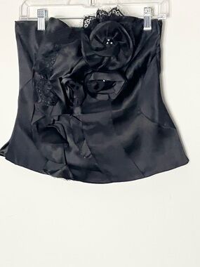 Vintage Y2K WHBM Strapless Embellished Flower Bustier Corset Top 8